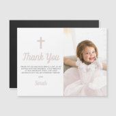 女の子バプテスマ誕生日写真サンキューマグネットカード (正面/裏面)