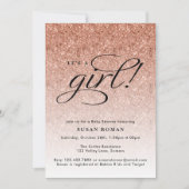 女の子バラ金ゴールドグラデーショングリッターベビーシャワー 招待状 (正面)