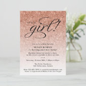 女の子バラ金ゴールドグラデーショングリッターベビー 招待状 (スタンド正面)