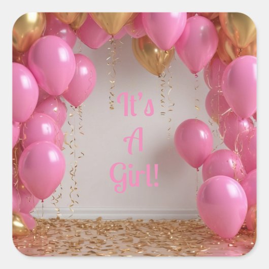 女の子バルーンだ！ スクエアシール (正面)