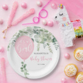 女の子バルーンガールベイビーシャワー緑 ペーパープレート (パーティー)