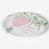 女の子バルーンガールベイビーシャワー緑 ペーパープレート (アングル)