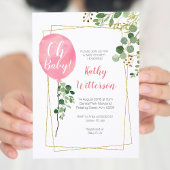 女の子バルーングリーンああ赤ちゃんシャワー 招待状