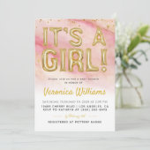 女の子バルーンベビーシャワー招待状 招待状 (スタンド正面)