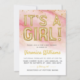 女の子バルーンベビーシャワー招待状 招待状