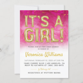 女の子バルーンベビーシャワー招待状 招待状