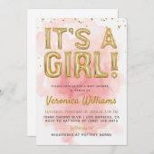 女の子バルーンベビーシャワー招待状 招待状 (正面/裏面)