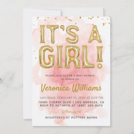 女の子バルーンベビーシャワー招待状 招待状