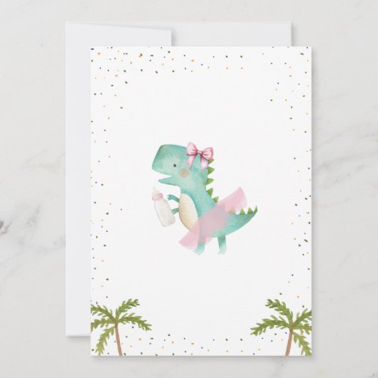 女の子バレリーナ恐竜の赤ちゃんシャワー 招待状 (裏面)