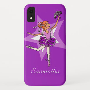 女の子バレリーナ紫の赤毛名 iPhone XRケース