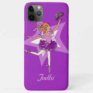 女の子バレリーナ紫色の赤毛名ケース iPhone 11 PRO MAXケース