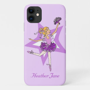女の子バレリーナ金髪の紫色 iPhone 11 ケース