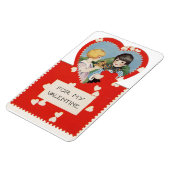 女の子バレンタインフレキシブルマグネット付きヴィンテージ少年 マグネット (左側)