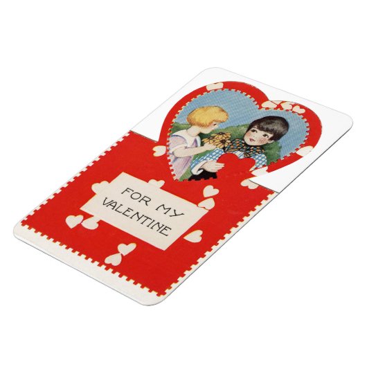 女の子バレンタインフレキシブルマグネット付きヴィンテージ少年 マグネット (左側)