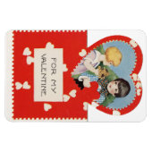 女の子バレンタインフレキシブルマグネット付きヴィンテージ少年 マグネット (横)