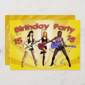 女の子バンドとの15th誕生日パーティーの招待 招待状 (正面/裏面)