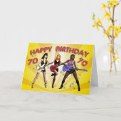 女の子バンドと70thロックンの誕生日 カード (黄色い花)