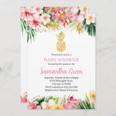 女の子パイナップル赤ちゃんシャワー 招待状 (正面/裏面)