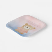 女の子パステルかわいいベアーピンクのベビーシャワー ペーパープレート (傾斜あり)