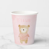 女の子パステルかわいいベアーピンクのベビーシャワー 紙コップ (正面)