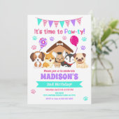 女の子パピー誕生日パーティーの招待状 招待状 (スタンド正面)