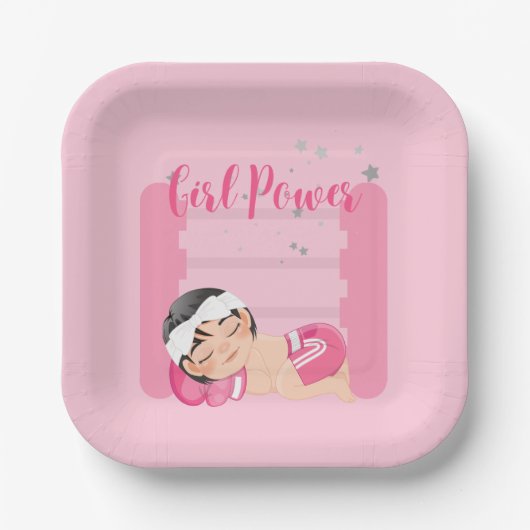 女の子パワーピンク ペーパープレート (正面)