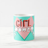 女の子パワー。カワイイデザインと鮮やかなスローガン コーヒーマグカップ (中央)