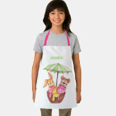 女の子パーソナライズされたかわいい動物アイスクリームボウルおもしろい エプロン (インサイチュ)