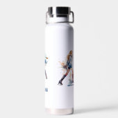 女の子パーソナライズされたの氷スケートで滑るあなたの名前を追加 ウォーターボトル (背面)