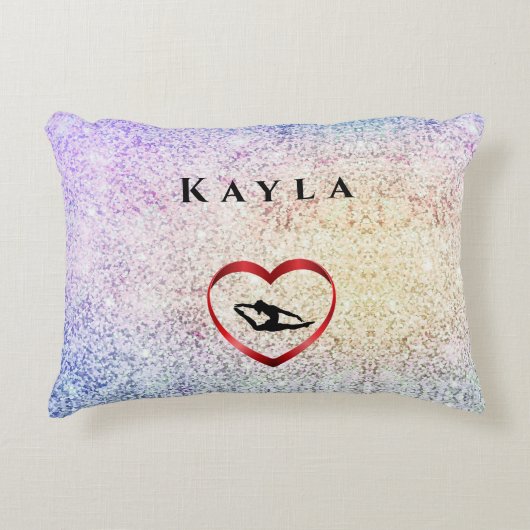 女の子パーソナライズされたタンブル体操体操の枕 アクセントクッション (正面)