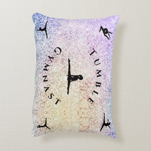 女の子パーソナライズされたタンブル体操体操の枕 アクセントクッション (裏面(縦))