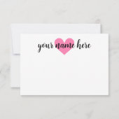 女の子パーソナライズされたハート文房具のメモ サンキューカード (裏面)