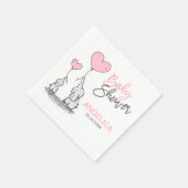 女の子パーソナライズされたピンク象ママ&ベビーシャワー スタンダードカクテルナプキン (角)