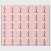 女の子パーソナライズされたピンク・ビー・フェアリーへの贈り物 ラッピングペーパー (フラット)