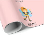 女の子パーソナライズされたピンク・ビー・フェアリーへの贈り物 ラッピングペーパー (ロールコーナー)