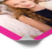 女の子パーソナライズされた写真ホットピンク誕生日パーティー ポスター (角)