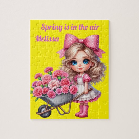 女の子パーソナライズされた名 ジグソーパズル (縦)