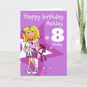 女の子パーソナライズされた年齢8歳の誕生日カード カード