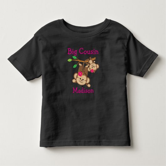 女の子パーソナライズされた猿の大従姉妹 トドラーTシャツ (正面)