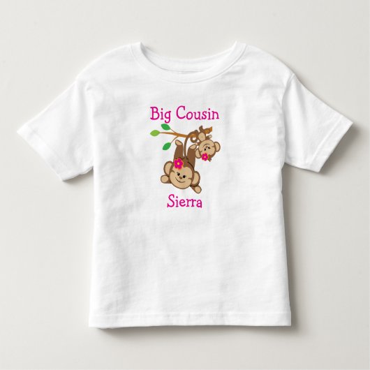 女の子パーソナライズされた猿の大従姉妹 トドラーTシャツ (正面)