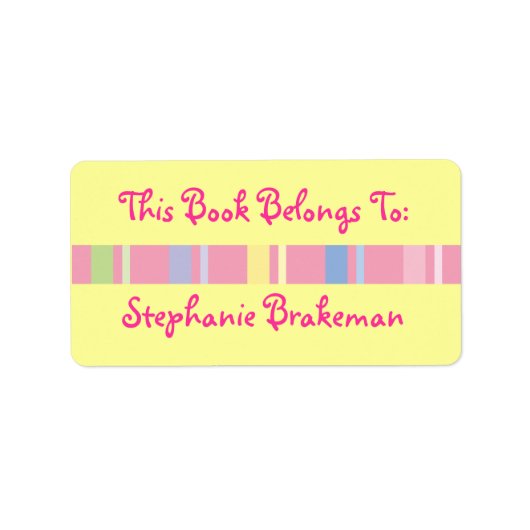 女の子パーソナライズされた蔵書票ライブラリのシール ラベル (正面)
