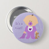 女の子パープルのベビー 缶バッジ (正面&裏面)