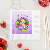 女の子パープルガールの赤ちゃんシャワー白人 縁ありランチョンナプキン (インサイチュ)