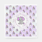 女の子パープルゾウの赤ちゃんシャワー スタンダードランチョンナプキン (正面)