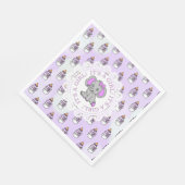 女の子パープルゾウの赤ちゃんシャワー スタンダードランチョンナプキン (角)