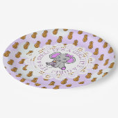 女の子パープルゾウをテーマにした赤ちゃんシャワー ペーパープレート (アングル)