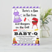 女の子パープルバーベキューベビーシャワー 招待状 (スタンド正面)