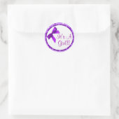 女の子パープルボウのシール ラウンドシール (バッグ)