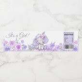 女の子パープルボホエレファントベビーシャワー ペットボトルラベル (シングルラベル)
