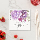 女の子パープルラベンダー春フローラ スタンダードカクテルナプキン (インサイチュ)